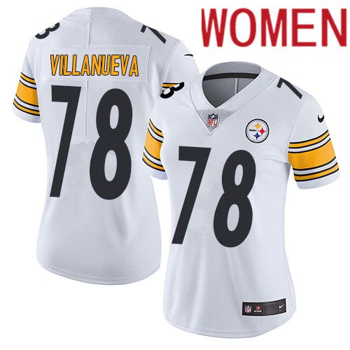 Women Pittsburgh Steelers 78 Alejandro Villanueva Nike White Vapor Limited NFL Jersey